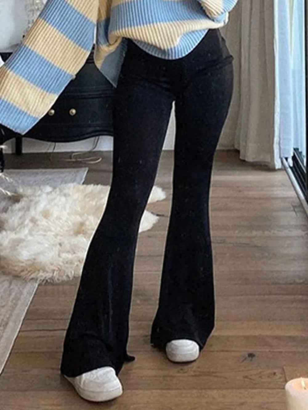 Black Stretch Flare Leg Pants Flare Leg Pants