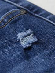 Blue Wash Distressed Stretch Flare Jeans Flare Jeans