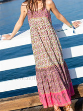 Bohemian Floral Strap Maxi Dress pink / S