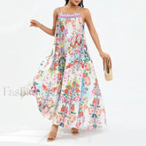 Boho Floral Slit Sleeveless Maxi Dress MULTI / S