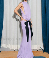 Bow Hollow Out Bodycon Maxi Dress PURPLE / S