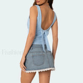 Bowknot Square Back Crop Top