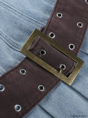 Buckle Belt Strapless Denim Mini Dress Mini Dresses