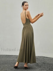 Bustier Corset Open Trendy Back Long Tank Dress ArmyGreen / XS Knit Dresses