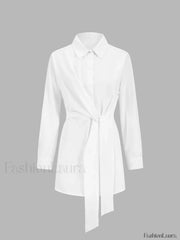 Button Down Graceful Tied Long Shirt Shirts