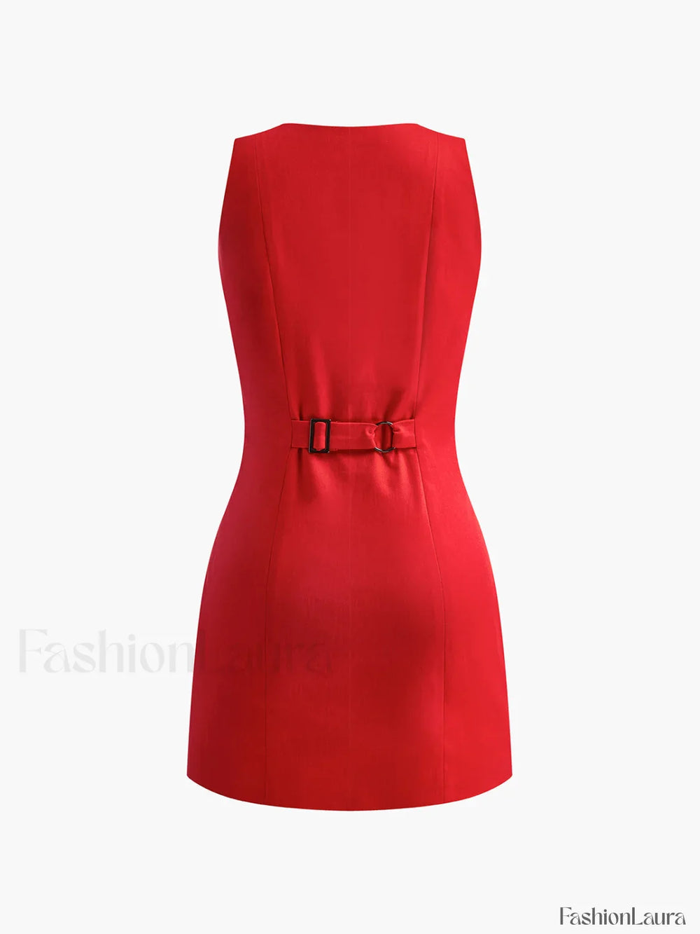 Button Front Sleeveless Short Dress Dresses