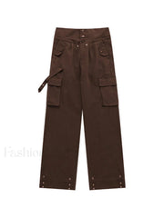 Buttoned High Waisted Cargo Pants Cargo Pants