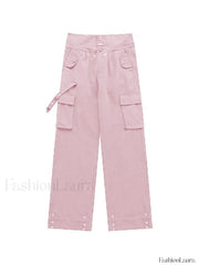 Buttoned High Waisted Cargo Pants Cargo Pants