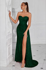 Strapless Split Maxi Party Dress