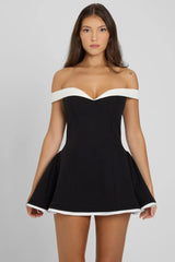 Contrast Bustier Ruffle Cocktail Dress