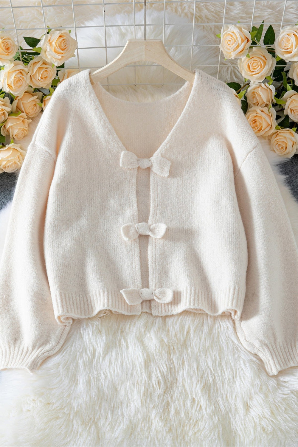 Backless Bow Tie Knit Sweater