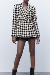 Houndstooth Double Breasted Blazer