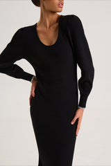 Contrast Trim Ruffle Sweater Dress