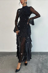 Elegant Ruffled Mermaid Maxi Dress