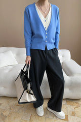 Two-Tone V-Neck Cardigan