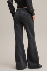 Fleece Lined Bodycon Flared Knit Pants