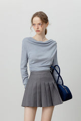 Elegant Slit Neck Tied Waist Knit Top