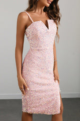 Sequin Spaghetti Strap Midi Dress