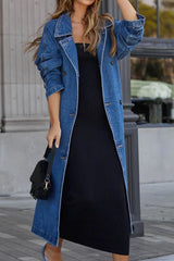 Denim Duster Buttoned Overcoat