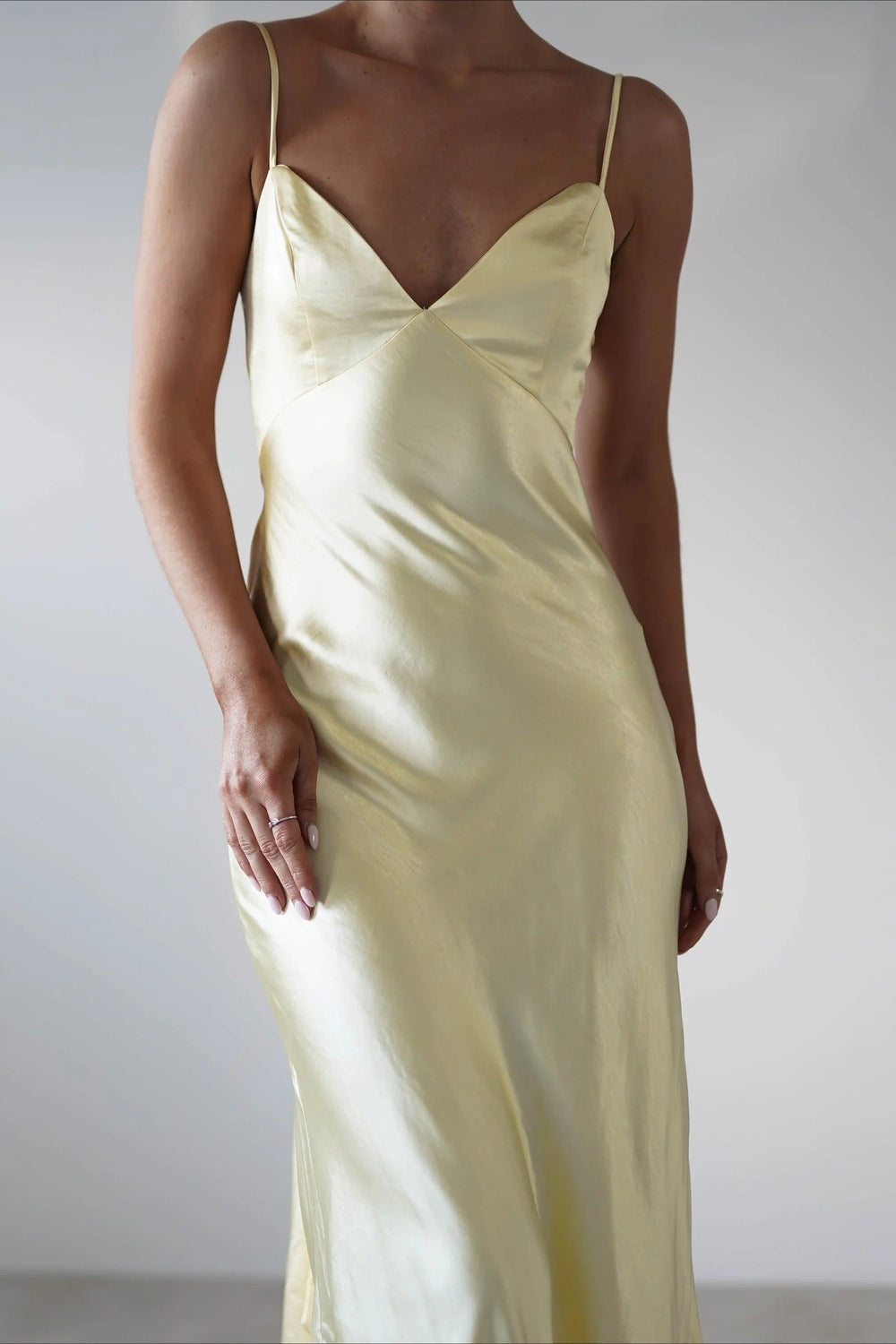 Satin Backless Tie Party Dress S / Yellow