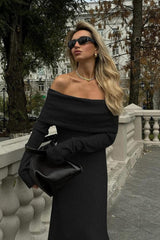Off Shoulder Knit Sweater Dress