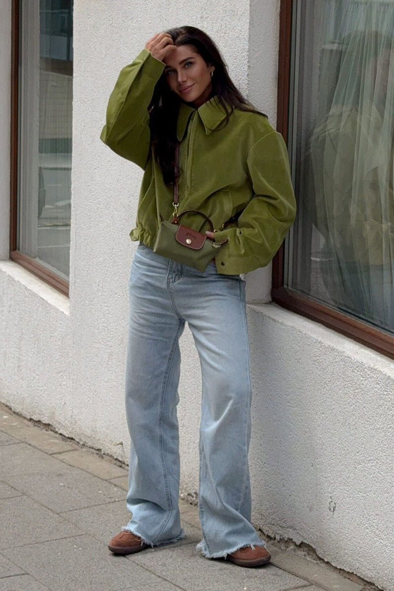 Oversized Velvet Baseball Style Jacket