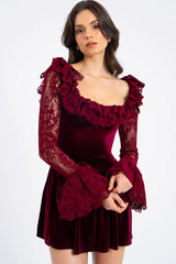 Velvet Bell Sleeve Bodycon Dress