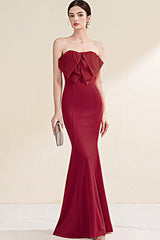 Elegant Bustier Mermaid Formal Dress S / Claret