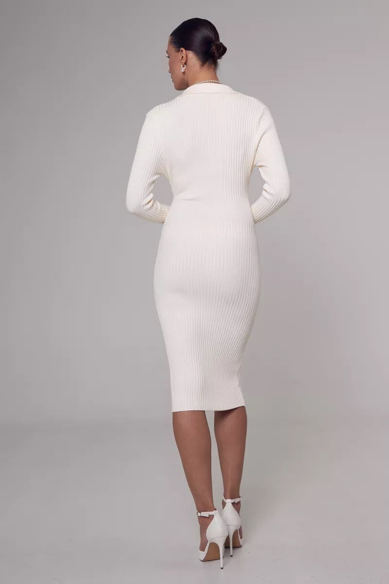 Polo Neck Bodycon Sweater Dress