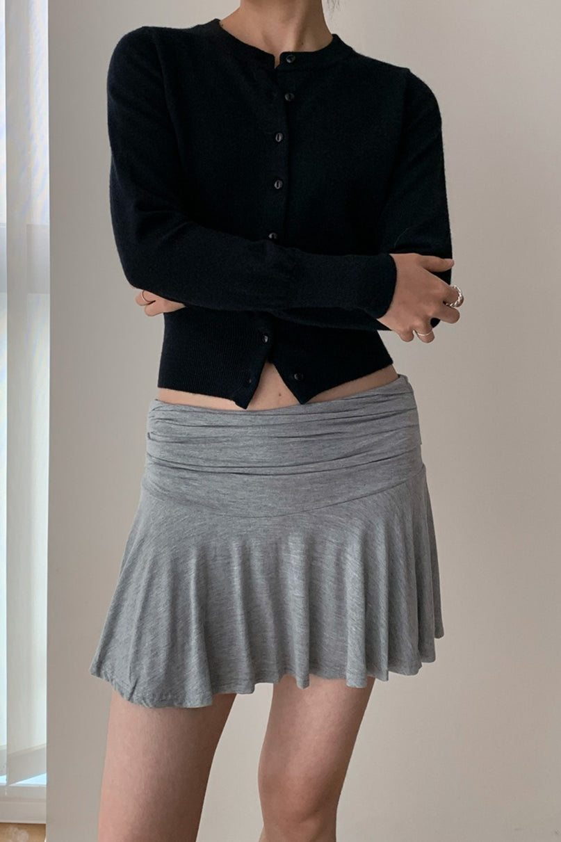 Slim-Fit Round-Neck Knit Cardigan Black / S