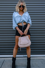 Denim Two Pocket Relaxed Blouse