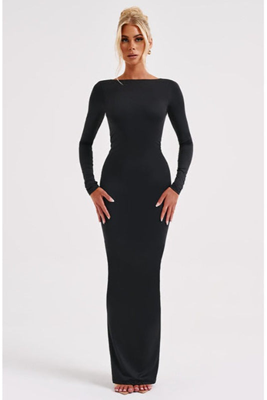 Long Sleeve Backless Bodycon Formal Dress