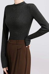 Cashmere Solid Slim Fit Knit Top