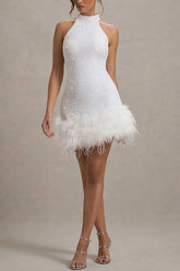 Shiny Fuzzy Sequin Bodycon Party Dress