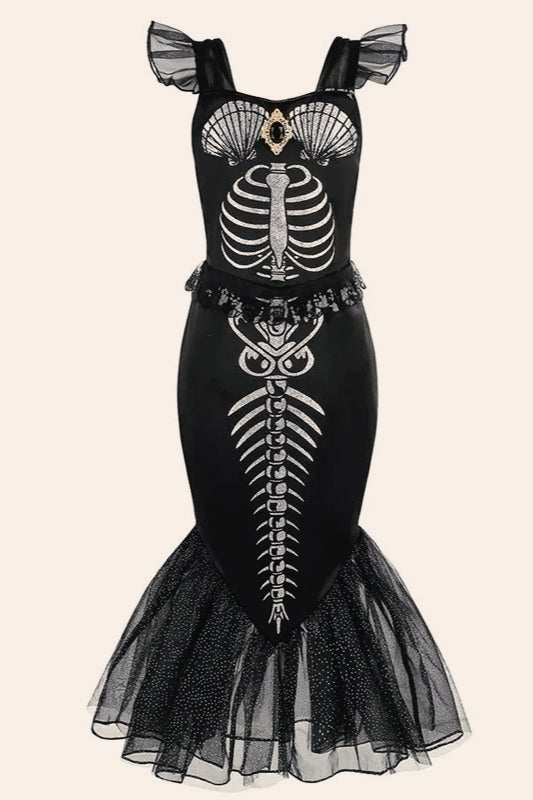 Skeleton Mermaid Dress Kid Halloween