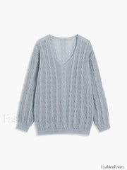Cable Knit Graceful Oversized Sweater Sweaters L
