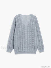 Cable Knit Graceful Oversized Sweater Sweaters L