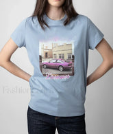 Car Printed T Shirt Gray Blue / S