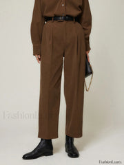 Caramel Smart Cropped Trendy Straight Leg Pants Pants