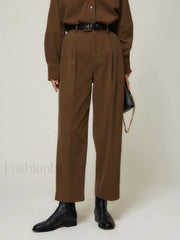 Caramel Smart Cropped Trendy Straight Leg Pants Pants