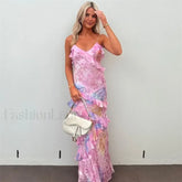 Casual Sling Floral Dress Pink / S