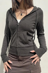 Casual Streetwear Hooded Hoodie Grey / S