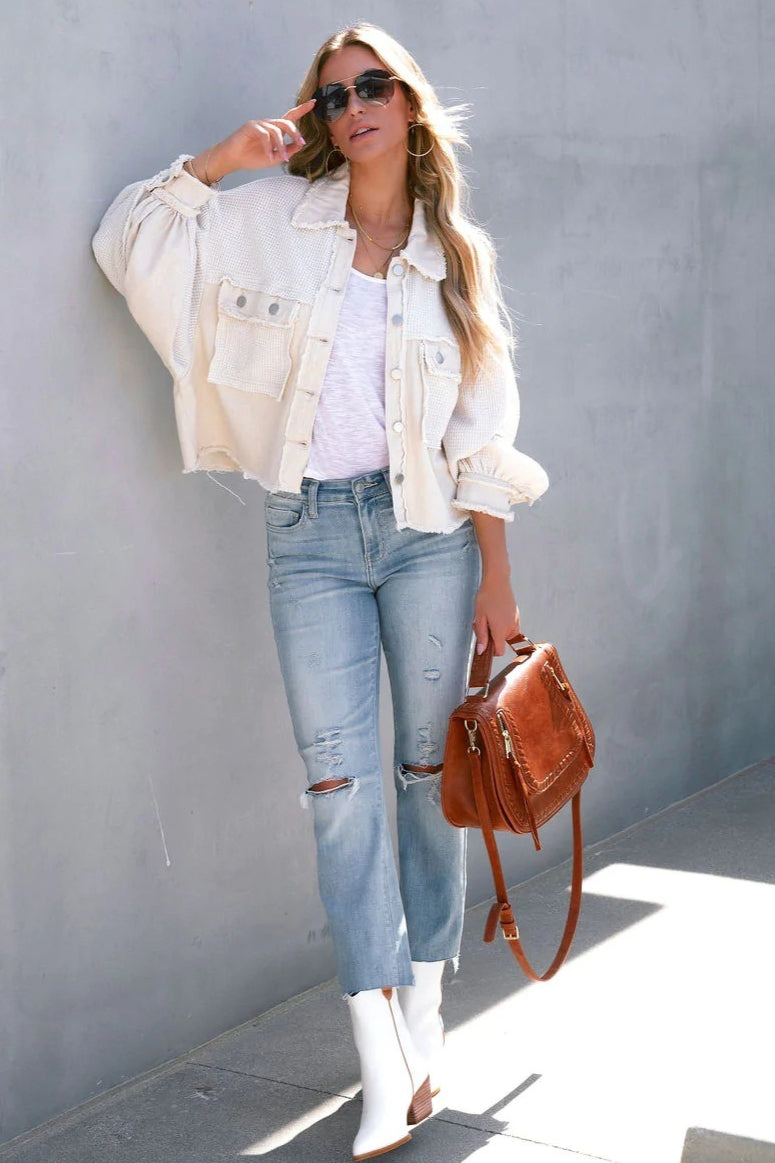 Brushed Waffle Long Sleeve Coat coats