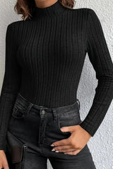 Slim Fit Mock Neck Knit Sweater Black / S