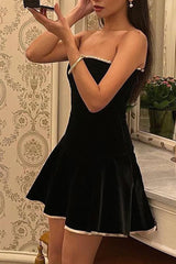 Velvet Bustier A-line Cocktail Dress