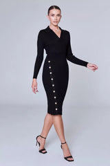 Polo Neck Bodycon Sweater Dress