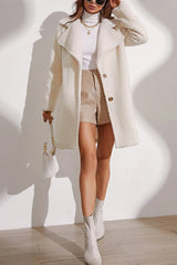Plush Longline Lapel Winter Coat White / S coats