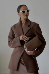 High-Waisted Button Blazer