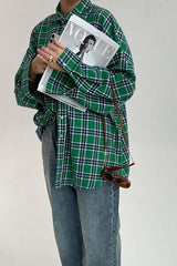 Relaxed Fit Mid Length Plaid Blouse