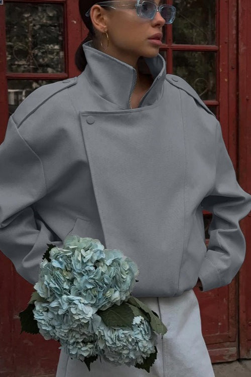 Stand Collar Long Sleeve Tailored Jacket